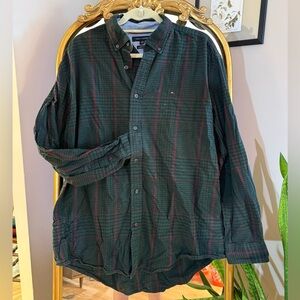 Tommy Hilfiger Green and Red Plaid Shirt